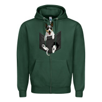 Sports Green rat terrier dog in pocket, rattie puppy, ratting terrier t shirt Zipper Hoodie - linhVisuals