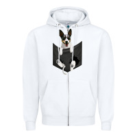 White rat terrier dog in pocket, rattie puppy, ratting terrier t shirt Zipper Hoodie - linhVisuals