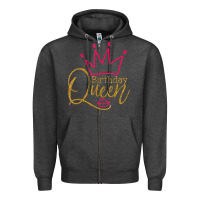 Charcoal Heather birthday queen shirt, womens birthday shirt, birthday t shirt Zipper Hoodie - linhVisuals