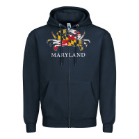 Navy retro maryland crab state flag vintage travel tank top Zipper Hoodie - linhVisuals