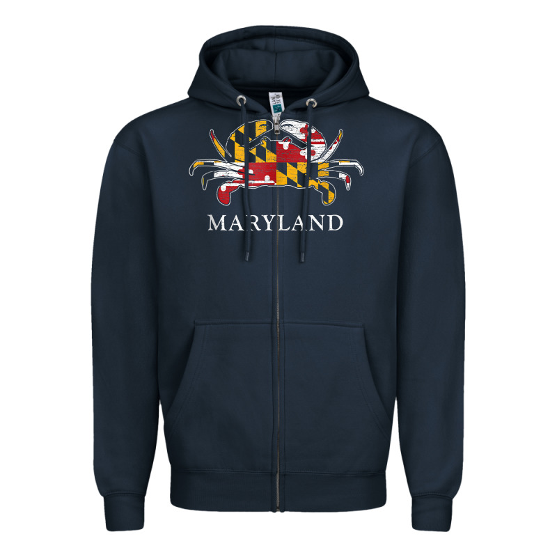Retro Maryland Crab State Flag Vintage Travel Tank Top Zipper Hoodie by linhVisuals | Teevron