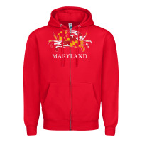 Red retro maryland crab state flag vintage travel tank top Zipper Hoodie - linhVisuals
