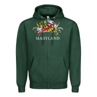 Sports Green retro maryland crab state flag vintage travel tank top Zipper Hoodie - linhVisuals