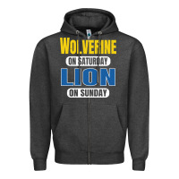 Charcoal Heather wolverine on saturday lion on sunday fans detroit vintage pullover hoo Zipper Hoodie - linhVisuals