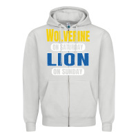 Dove Grey wolverine on saturday lion on sunday fans detroit vintage pullover hoo Zipper Hoodie - linhVisuals