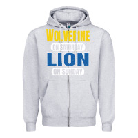 Heather Grey wolverine on saturday lion on sunday fans detroit vintage pullover hoo Zipper Hoodie - linhVisuals