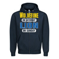 Navy wolverine on saturday lion on sunday fans detroit vintage pullover hoo Zipper Hoodie - linhVisuals