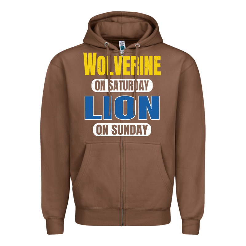 Wolverine On Saturday Lion On Sunday Fans Detroit Vintage Pullover Hoo Zipper Hoodie by linhVisuals | Teevron