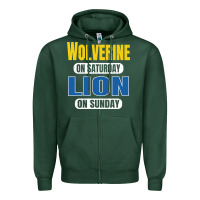 Sports Green wolverine on saturday lion on sunday fans detroit vintage pullover hoo Zipper Hoodie - linhVisuals