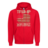 Red vintage usa american flag trump was right about everything pullover ho Zipper Hoodie - linhVisuals