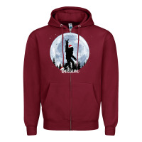 Burgundy santa bigfoot christmas rock funny sasquatch believe xmas t shirt Zipper Hoodie - linhVisuals