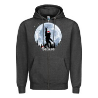 Charcoal Heather santa bigfoot christmas rock funny sasquatch believe xmas t shirt Zipper Hoodie - linhVisuals