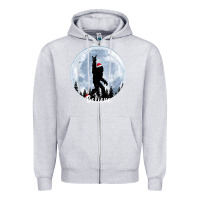 Heather Grey santa bigfoot christmas rock funny sasquatch believe xmas t shirt Zipper Hoodie - linhVisuals