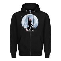 Black santa bigfoot christmas rock funny sasquatch believe xmas t shirt Zipper Hoodie - linhVisuals