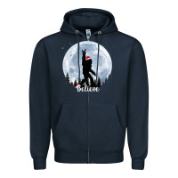 Navy santa bigfoot christmas rock funny sasquatch believe xmas t shirt Zipper Hoodie - linhVisuals