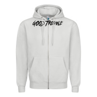 Dove Grey good trouble Zipper Hoodie - linhVisuals