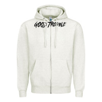 Oatmeal Heather good trouble Zipper Hoodie - linhVisuals