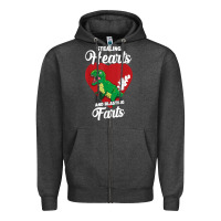 Charcoal Heather stealing hearts and blasting farts valentine's day t shirt Zipper Hoodie - linhVisuals