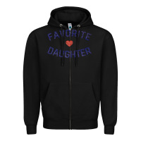 Black womens favorite daughter heart distressed vintage faded classic t shir Zipper Hoodie - linhVisuals