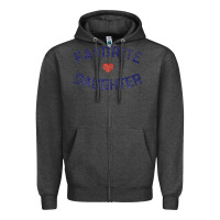 Charcoal Heather womens favorite daughter heart distressed vintage faded classic t shir Zipper Hoodie - linhVisuals