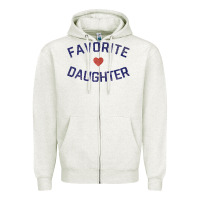 Oatmeal Heather womens favorite daughter heart distressed vintage faded classic t shir Zipper Hoodie - linhVisuals