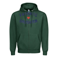 Sports Green womens favorite daughter heart distressed vintage faded classic t shir Zipper Hoodie - linhVisuals