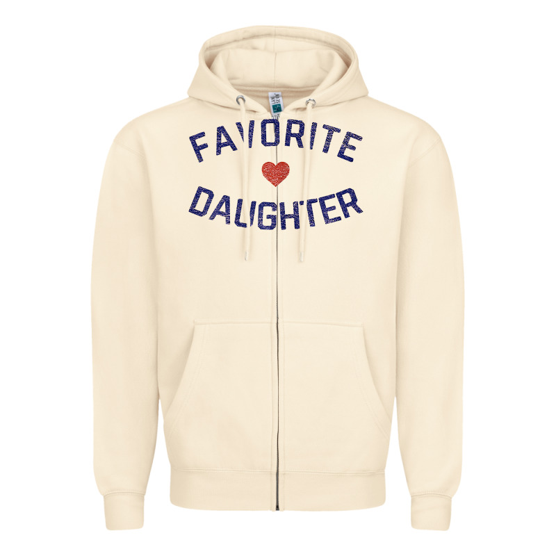 Womens Favorite Daughter Heart Distressed Vintage Faded Classic T Shir Zipper Hoodie by linhVisuals | Teevron
