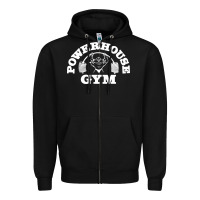 Black POWERHOUSE GYM POPULAR Zipper Hoodie - linhVisuals