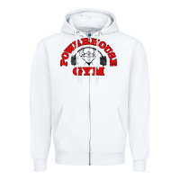 White POWERHOUSE GYM VINTAGE SPORT Zipper Hoodie - linhVisuals