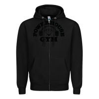 Black POWERHOUSE GYM Zipper Hoodie - linhVisuals