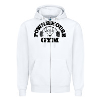 White POWERHOUSE GYM Zipper Hoodie - linhVisuals