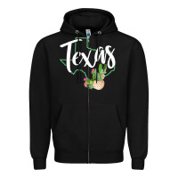 Black texas state map pride cactus vintage texas sweatshirt Zipper Hoodie - linhVisuals