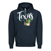 Navy texas state map pride cactus vintage texas sweatshirt Zipper Hoodie - linhVisuals
