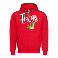 Red texas state map pride cactus vintage texas sweatshirt Zipper Hoodie - linhVisuals