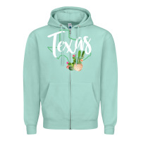 Seafoam texas state map pride cactus vintage texas sweatshirt Zipper Hoodie - linhVisuals
