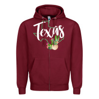 Burgundy texas state map pride cactus vintage texas sweatshirt Zipper Hoodie - linhVisuals