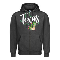 Charcoal Heather texas state map pride cactus vintage texas sweatshirt Zipper Hoodie - linhVisuals