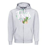 Heather Grey texas state map pride cactus vintage texas sweatshirt Zipper Hoodie - linhVisuals