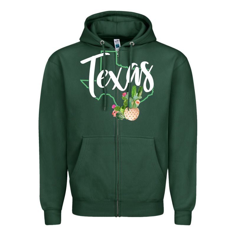 Texas State Map Pride Cactus Vintage Texas Sweatshirt Zipper Hoodie by linhVisuals | Teevron