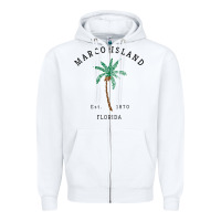 White womens marco island florida colorful palm tree retro novelty art v nec Zipper Hoodie - linhVisuals