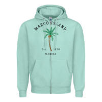 Seafoam womens marco island florida colorful palm tree retro novelty art v nec Zipper Hoodie - linhVisuals