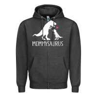 Charcoal Heather womens mommysaurus mom and baby dinosaur v neck t shirt Zipper Hoodie - linhVisuals