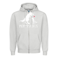 Dove Grey womens mommysaurus mom and baby dinosaur v neck t shirt Zipper Hoodie - linhVisuals
