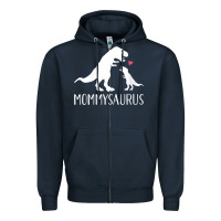 Navy womens mommysaurus mom and baby dinosaur v neck t shirt Zipper Hoodie - linhVisuals