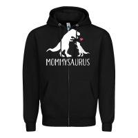 Black womens mommysaurus mom and baby dinosaur v neck t shirt Zipper Hoodie - linhVisuals