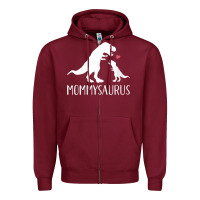 Burgundy womens mommysaurus mom and baby dinosaur v neck t shirt Zipper Hoodie - linhVisuals