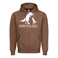 Chestnut womens mommysaurus mom and baby dinosaur v neck t shirt Zipper Hoodie - linhVisuals