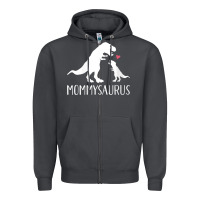 Smoke womens mommysaurus mom and baby dinosaur v neck t shirt Zipper Hoodie - linhVisuals