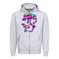 Heather Grey psychedelic mushroom hippie magic fungus shrooms trance rave t shirt Zipper Hoodie - linhVisuals