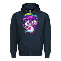 Navy psychedelic mushroom hippie magic fungus shrooms trance rave t shirt Zipper Hoodie - linhVisuals